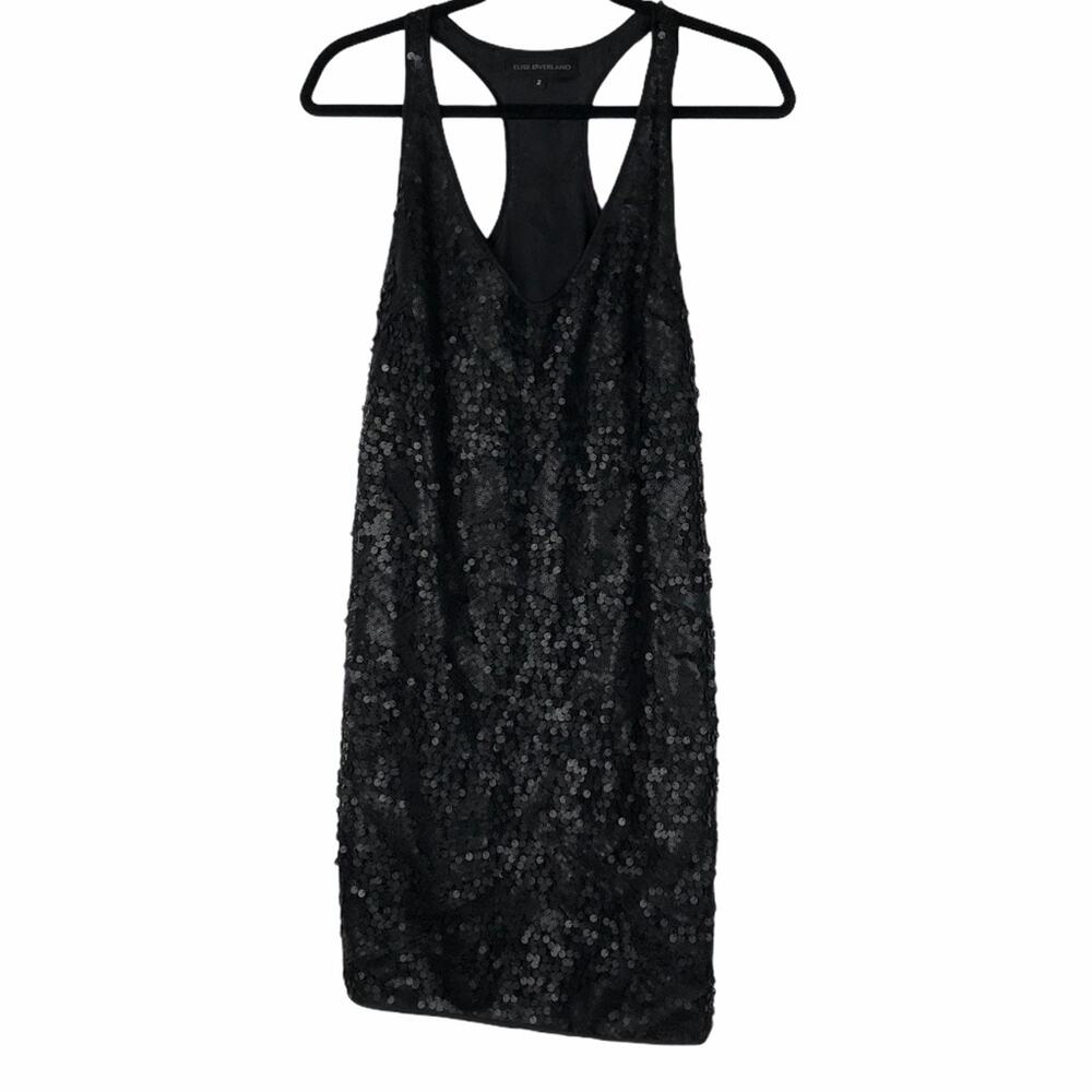 ELISE OVERLAND Black Sequin Racer‎ Back Mini Dress
